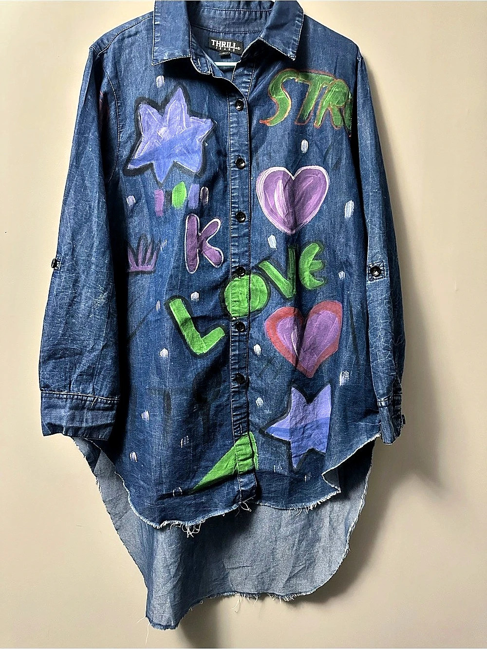 Thrill Jeans Abstract Denim Button Down 1X